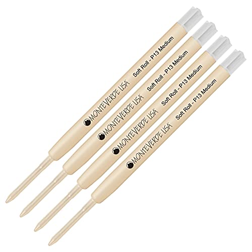 Lanier Combo Pack – Paquete de 4 – Monteverde® SoftRoll™ P13 Recambio de tinta de pasta compatible con la mayoría de bolígrafos estilo Parker® – Azul negro (punta mediana 0.7 mm)