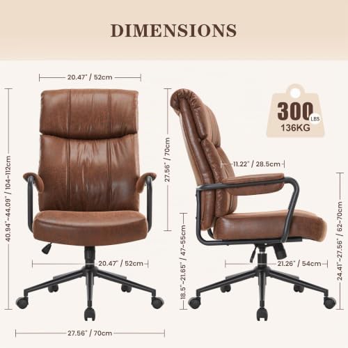 Chaise bureau ergonomique contre le mal de dos avec dossier haut marron - 4