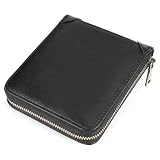 GAEKEAO Zipper Wallet for Men Vegan Leather RFID Blocking Large Capacity Bifold Wallets with ID Window Change Pocket