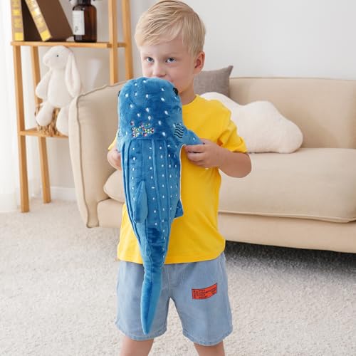 Image of Mukouxun 18.5 inch Whale Shark Stuffed Animal Whale Shark Plush Whale Shark Kids Plush Toy Pillows Stuffed Blue Whale Doll