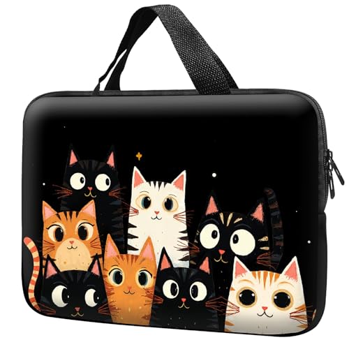 Laptop Sleeve with Handle 17 Inch, Waterproof Laptop Case Bag, Funny Cats Pattern Design Computer Sleeve Compatible with MacBook Air, Pro, HP, Dell, Lenovo, ASUS