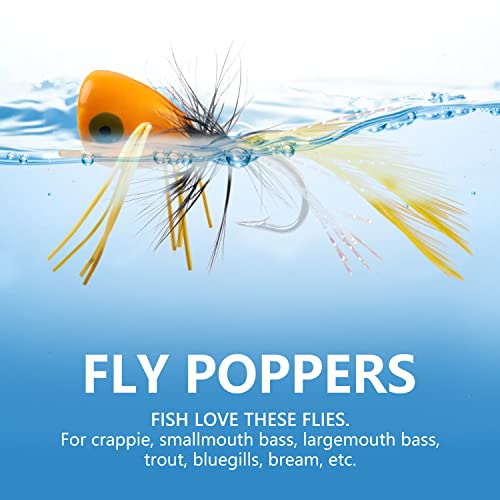 Popper Fly Fishing Lures Kit Panfish Dry Flies Bass Topwater Bug Colorful Fishing Bait Lures With Hooks For Freshwater Panfish Bass Bluegill Redfish Trout #TOP1