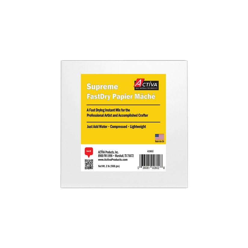 ACTIVA Supreme FastDry Papier Mache A Fast Drying Premium Instant Mix for The Professional Artist and Passionate Crafter - 2 Lbs - Made in The USA - No Tariffs