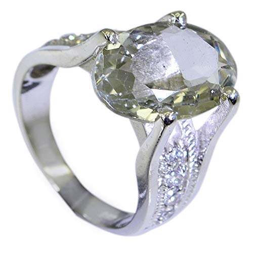 Bague améthyste verte en argent 925 style pavé avec une pierre ovale d'exception