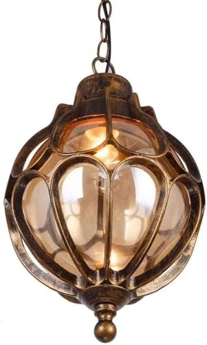 Lampadario da esterno vintage in alluminio e vetro, plafoniera sospesa industriale per portico, villa, corridoio, terrazza, E27, luce retro