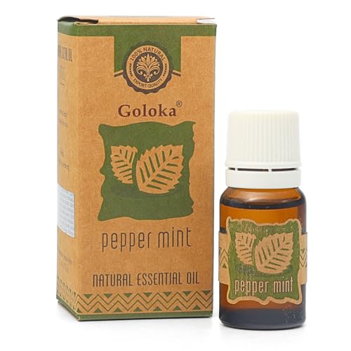 Goloka - Aceite esencial 100% natural para aromaterapia, ambientador, difusor, lámpara de fragancia, humidificador, velas perfumadas y jabones (10 ml, menta)