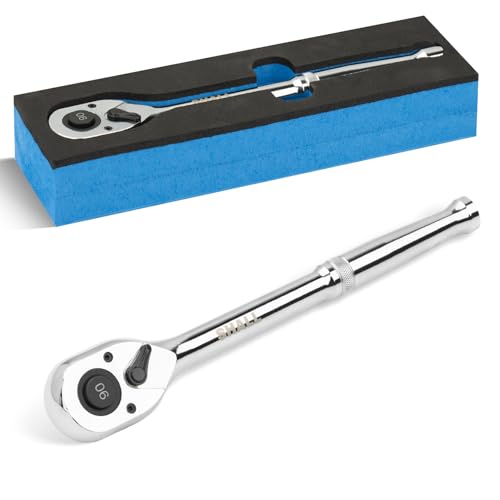 Shall Umschaltknarre 1/2 Zoll 90-Zahn Ratsche mit Schnellspanner | Chrom-Vanadium-Stahl | 4 Kleiner Betätigungswinkel für enge Bauräume