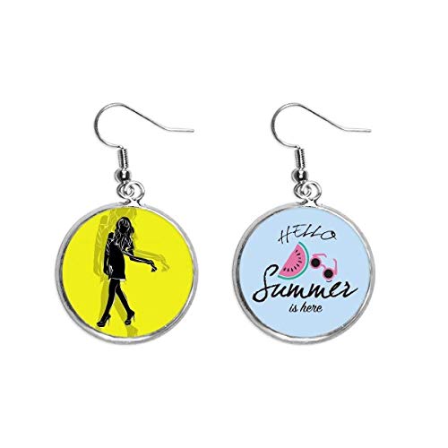 Pendientes de sandía silueta de mujer pendientes verano bisutería lóbulo