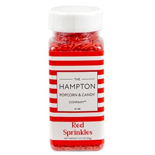 Red Sprinkles Jimmies 3.17 oz, Sprinkles For Cake Decorating, Cake Sprinkles, Sprinkles For Baking, Ice Cream & More, The Hampton Candy Company