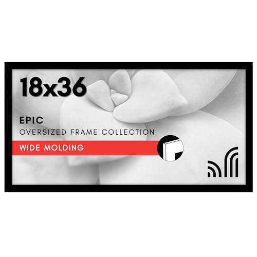 Americanflat 18x36 Picture Frame with Polished Plexiglass - Black Picture Frame - Wide Photo Frames Made of Engineered Wood for Vertical or Horizontal Wall Display - Epic Collection - Black