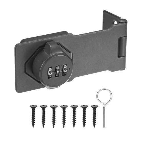 Image of M METERXITY Keyless Combination Lock, 4.3 inch Zinc Alloy Mechanical Password Twist Knob Hasp Locks Latch, 90 /180 Degree Barn Door Lock for Cabinet /Closet /Garage /Drawers /Garden /Bathroom [Gray]