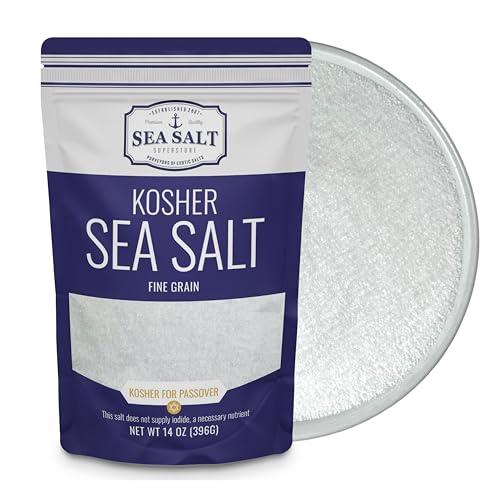Fine Grain Kosher Salt, Non-Iodized & Natural Fine Replacement for Table Salt for Table Shakers, 14 oz Bag