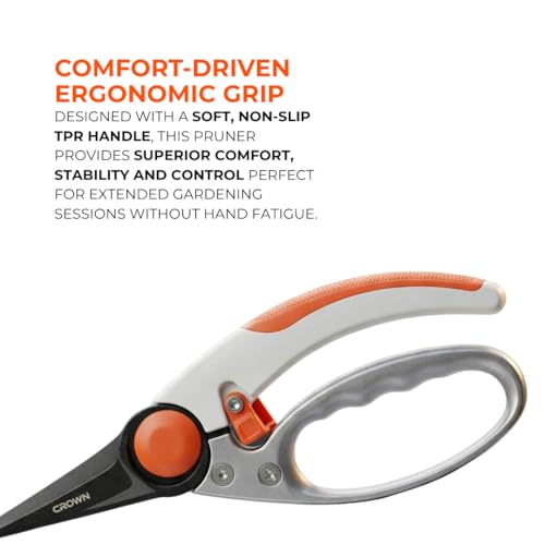 8-Inch Pruning Shears, Ultra Sharp SK5 Non-Stick Blade, Carbon Steel Lower Blade, Ergonomic TPR Handle, Heavy-Duty Garden Pruner for Clean & Precise Cuts by Harden - Image 4