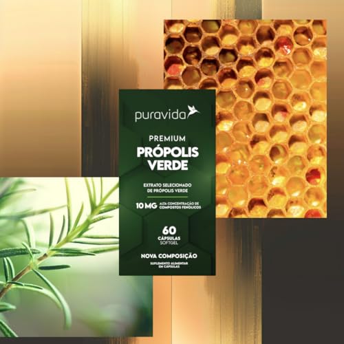 Kit 2x Própolis Premium Puravida 10mg 60 cápsulas Softgel