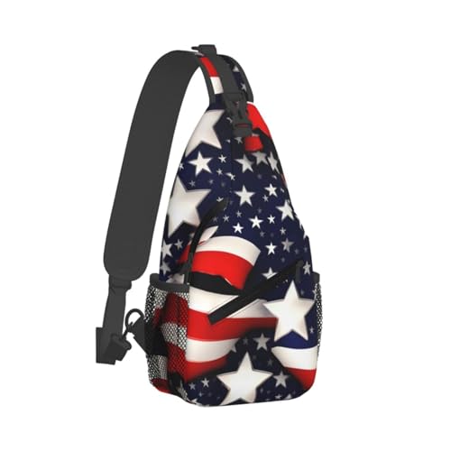 Mochila cruzada casual con estampado bandera de EE.UU. miniatura 2