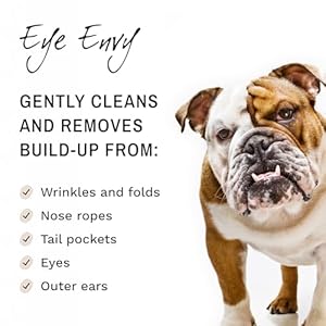   Eye-Envy-Bulldog-Wrinkle-Wipes-Wrinkle-Wipes-for-French-Bulldog-Pug-English-Bulldog-Cleans-Wrinkles-Bulldog-Tail-Pockets-Removes-stains-and-odors-Natural-fragrance-free-wipes-60-count