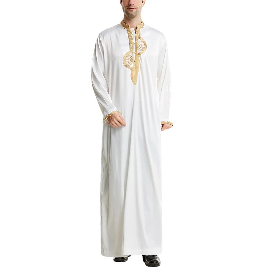 Hgvcfcv Abbigliamento Uomo Abiti Islam Abaya Caftano musulmano Arabia Saudita, bianco, XL