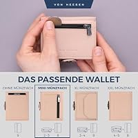 VON HEESEN Slim Wallet mit Münzfach & RFID-Schutz - Mini Geldbörse Herren & Damen - Kartenetui Geldklammer Kreditkartenetui - Portmonee Geldbeutel Portemonnaie klein (Rose) – Ansicht 3