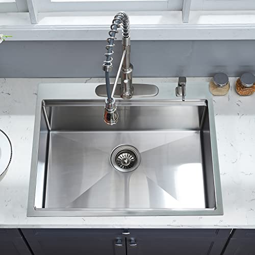 Ecochannels Kitchen Sink, 25 X 22 Inch Drop In Kitchen Sink Stainless Steel Topmount Kitchen Sink Workstation Sink Single Bowl #TOP6