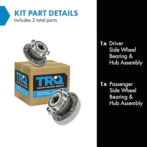 TRQ Front Driver and Passenger Side Wheel Bearing and Hub Assembly Set 2 Piece Compatible with 08-13 Audi A3 06-13 A3 Quattro 15-18 Q3 15-18 Q3 Quattro 08-15 TT 12-13 TT RS by TRQ - Image 2