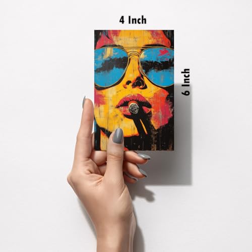 Image of SiddArtify Modern Pop Art Wall Art Prints Set - Woman Smoking Cigar Poster Decor for Living Room Bedroom Office - Set of 2-4x6 Inch - Board (Pack of 6) - Sticker (Pack of 6)