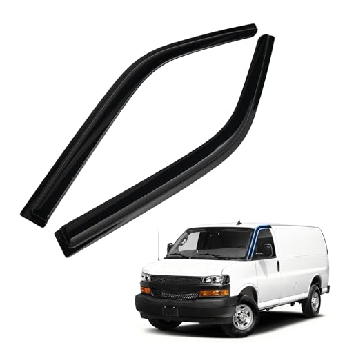 Image of Express Rain Guards - Window Visors for Chevrolet(Chevy) Express /GMC Savana 1996-2025 2026, Out-Channel Side Window Rain Guards for Express Accessories, 4PCS, Black, Car Accessories