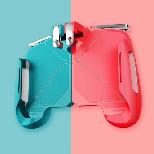 Image of AK16 PUBG Gaming Trigger for Smartphone 4 Finger Controler for Mobile Game PUBG, Free Fire & BGMI Gaming Grip Adjustable Phone Gamepad With L1 R1 Shooters Buttons (Red & Blue)