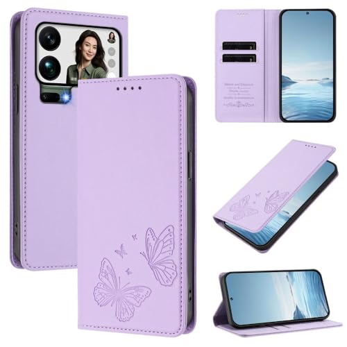 Étui Xiaomi Redmi Note 13 Pro 4G magnétique avec porte-cartes et motif papillon
