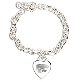 WinCraft NCAA Kansas State University Carded Heart Charm Bracelet Jewelry