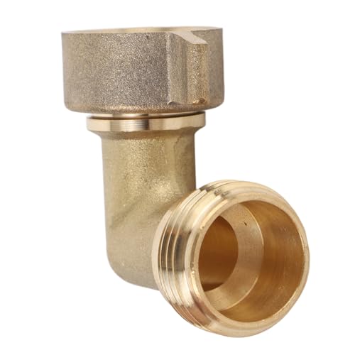 Image of RV 90 Degree Hose Elbow Copper Enhanced Waterflow Efficiency RV Water Hose Connector with Wash Net Filter for Campervan Travel Trailer