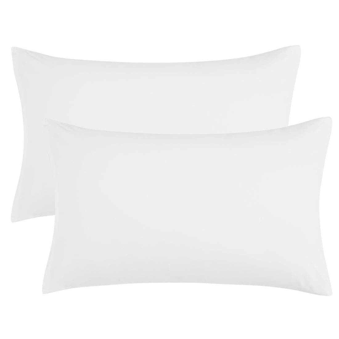 Taies d'oreiller microfibre brossée PiccoCasa lot de 2 blanches avec fermeture Éclair