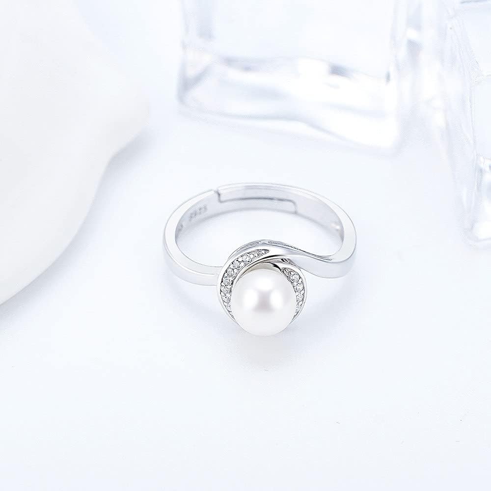 Sterling Silver Round CZ Ring Mounting for Women, Adjustable Ring Fittings Accessories for Pearl Jewelry Making - Image 4