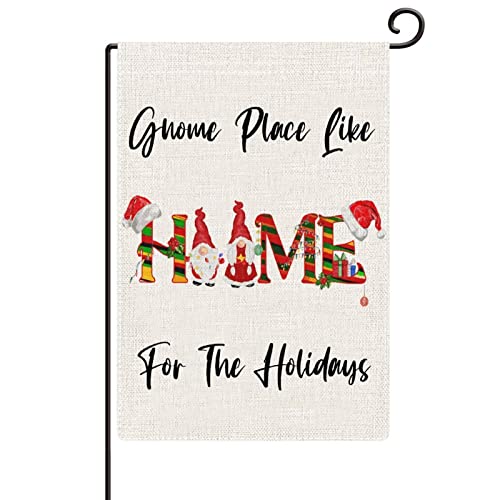 Bandera de Navidad de gnomo 28x40 arpillera de doble cara para decoraciones de jardín