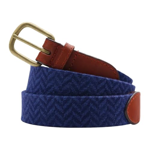 Smathers & Branson Navy Herringbone Needlepoint Belt