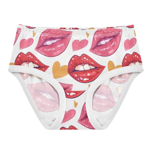 Wusikd Lips Hearts Girls' Underwear Cotton Colorful Girls Briefs Soft Toddler Underwear 2T