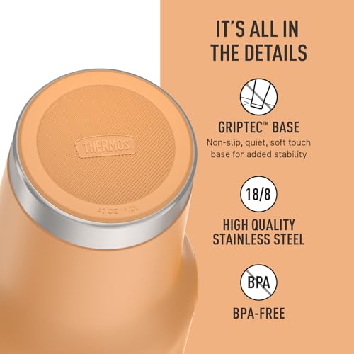 Image of THERMOS Stainless Steel Cup Holder Mug - 40 Ounce, Melon - Insulated Tumbler with Lid and Straw, Plus Leak-Resistant Slide Lock