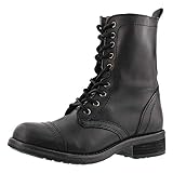 Steve Madden Women's Troopa 4.0 Lace Up Combat Boot Black 6 Medium US