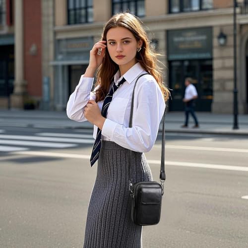 Image of Small Leather Crossbody Bags for Women Mini Messenger Bag for Men Purse Shoulder sling bag