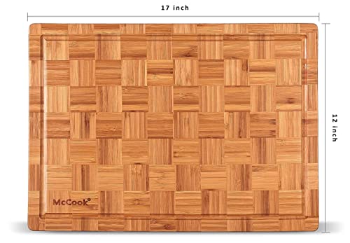 Mc69 20 Pieces German Knives Block Set With Built-In Sharpener + Mcw12 Bamboo Cutting Board(Large, 17"X12"X1") #TOP5