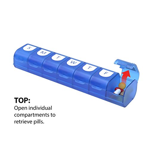 Image of EZY DOSE Weekly (7-Day) Pill Organizer, Vitamin Case, and Medicine Box, X-Large Compartments, Easy Fill All Compartments at Once, Color May Vary (Pack of 2)