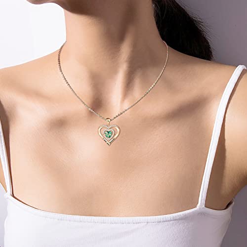 Heart Necklaces For Women 925 Sterling Silver Birthstone Pendant Necklace 18K Rose Gold I Love You Forever Necklace For Mom Anniversary Birthday Mother’s Day Valentine’s Day Jewelry Gifts For Mom Her Women Girls Wife-May Birthstone #TOP4