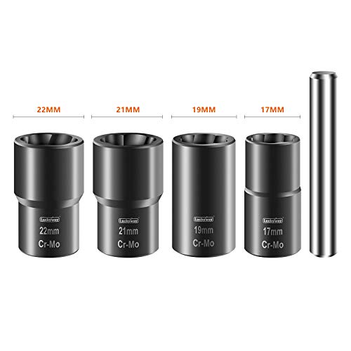 Luckyway 5-Piece Twist Socket Set Lug Nut Remover Extractor Tool Metric Bolt and Lug Nut Extractor Socket Tools - Thumbnail 2