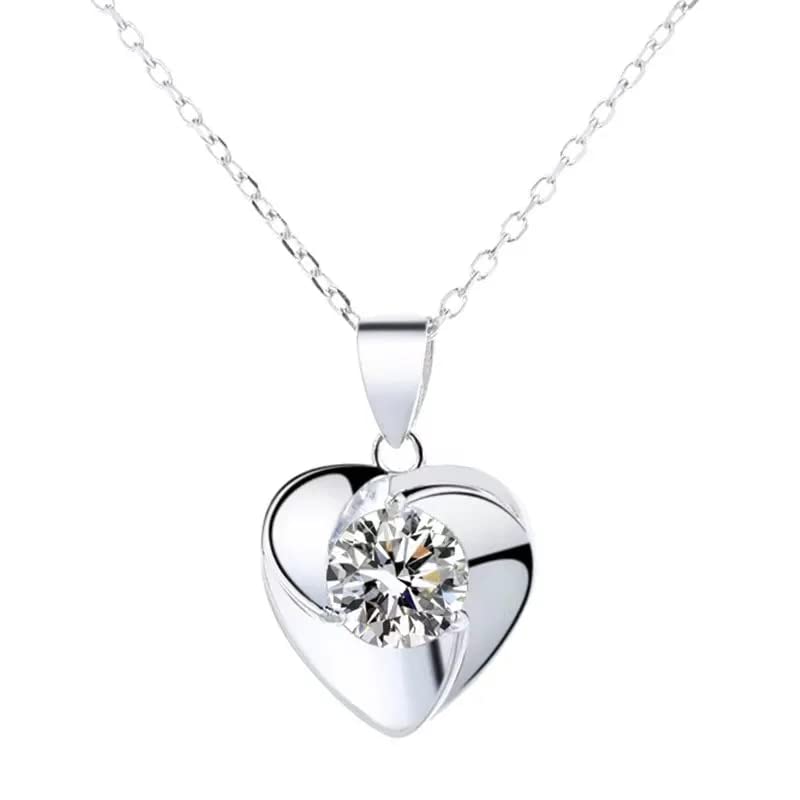 Collier moissanite cœur argent 925 VVS couleur D pour femme élégante