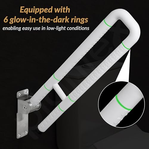 Image of Plantex Stainless Steel 24 Inch U-Shape Handle for Bathroom Support /Space-Saving Safety Bar for Shower /Toilet /Bedside Anti-Slip Shower Grab Bar for Bathroom - (White)