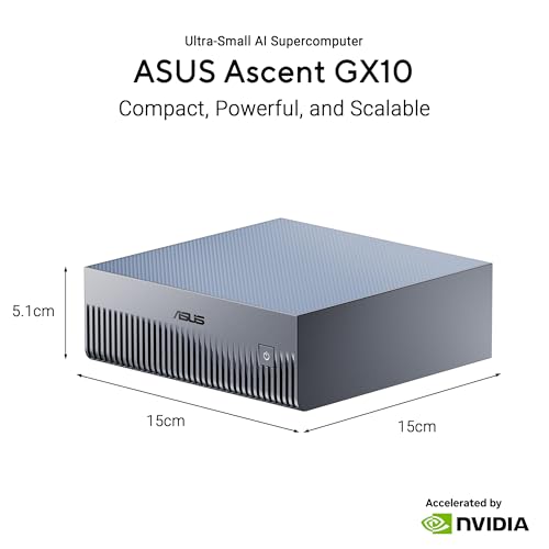 Image of ASUS Ascent GX10 AI Supercomputer, DGX Spark, NVIDIA GB10 Superchip, 128GB LPDDR5x, 4TB PCIe Gen5 NVMe SSD, Wi-Fi 7 & BT5.4, Agentic AI Ready, Supports OpenClaw, NemoClaw, Stackable Chassis