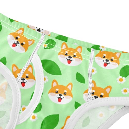 Cute Dog Flowers Floral Green Toddler Boy's Underwear 2T 23018864