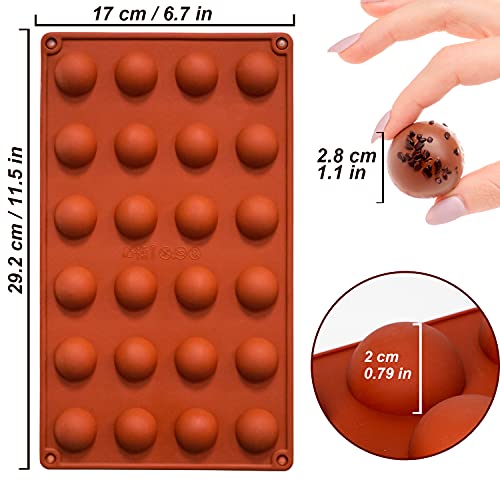 Lerykin Mini 24-Cavity Semi Sphere Silicone Molds Non-Stick, 2 Packs Half Sphere Silicone Baking Molds For Making Jelly, Chocolates And Cake #TOP5