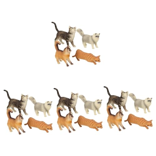 VICASKY 16piezas Estatua De Gato Decorativa Miniatura Figura De Simulación Juguete Educativo para Decoración De Escritorio y Hogar Animales Felinos