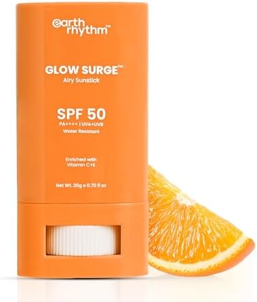 Earth Rhythm Glow Surge Vitamin C & E Sunstick SPF 50 – Brightening, No White Cast, Oxybenzone-Free, Vegan
