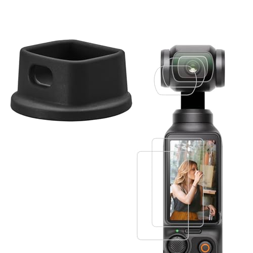 PWireless Silicone Camera Mount Stand Base for DJI Osmo Pocket 3 + 4 Pack Tempered Glass Screen Lens Protector, Accessories Kit Only for Osmo Pocket 3